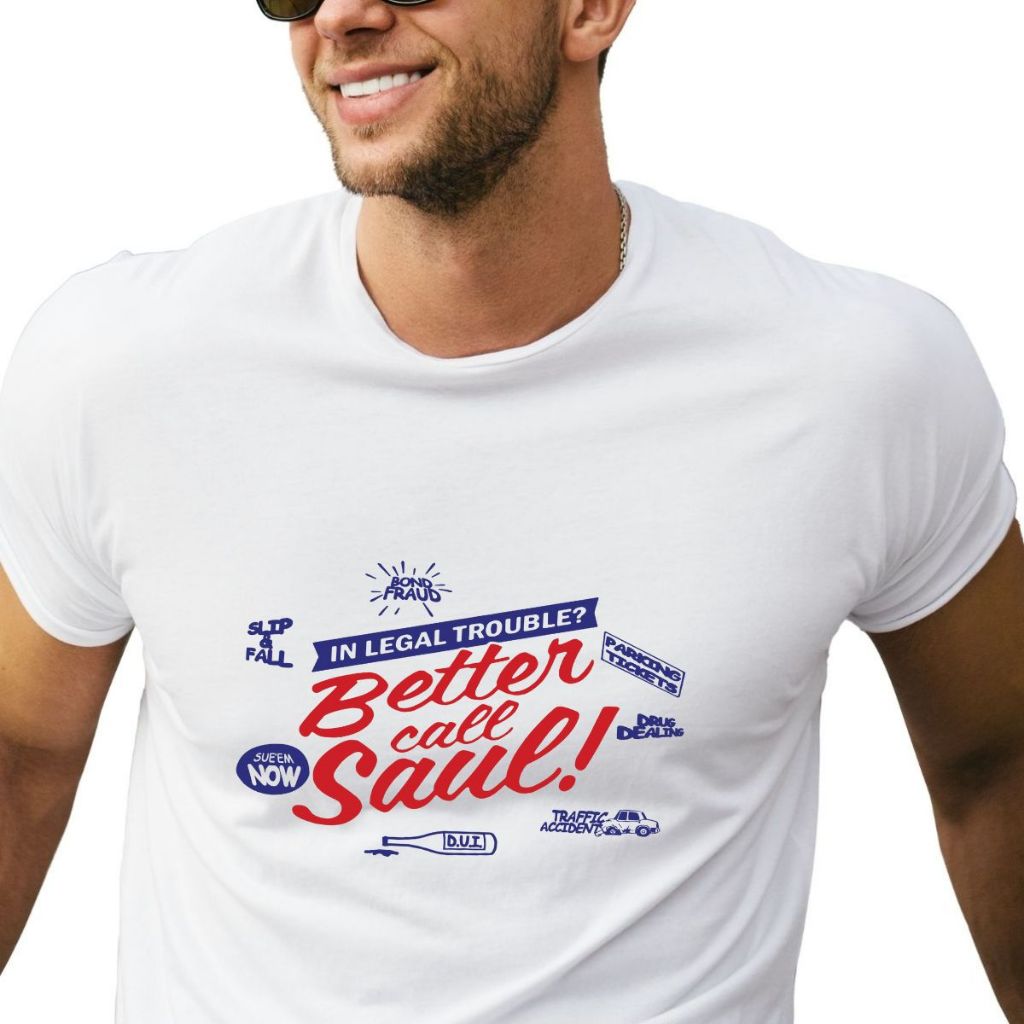 Camiseta Masculina Better Call Saul Série Breaking Bad Saul Goodman Algodão Branca
