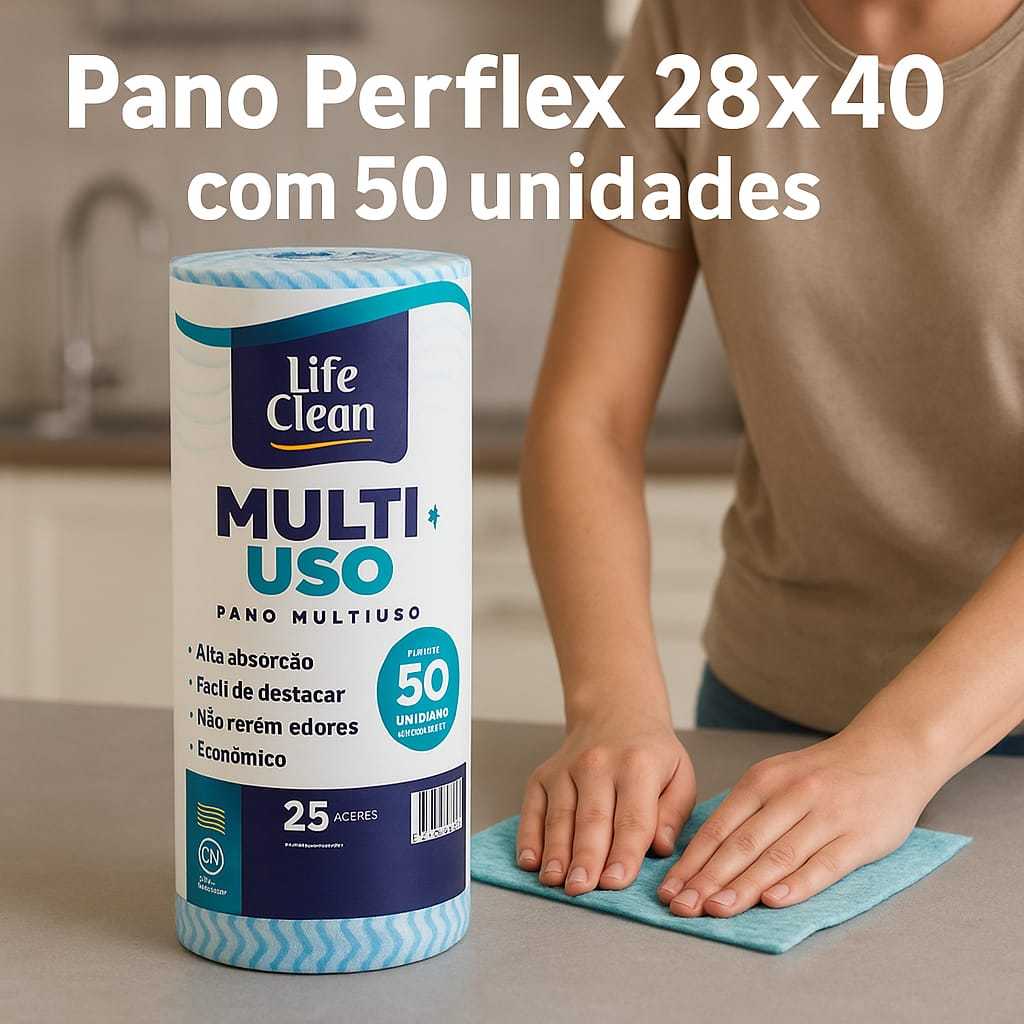 Pano de Limpeza Multiuso Perfex Com 50 Panos Rolo 28X40CM Azul