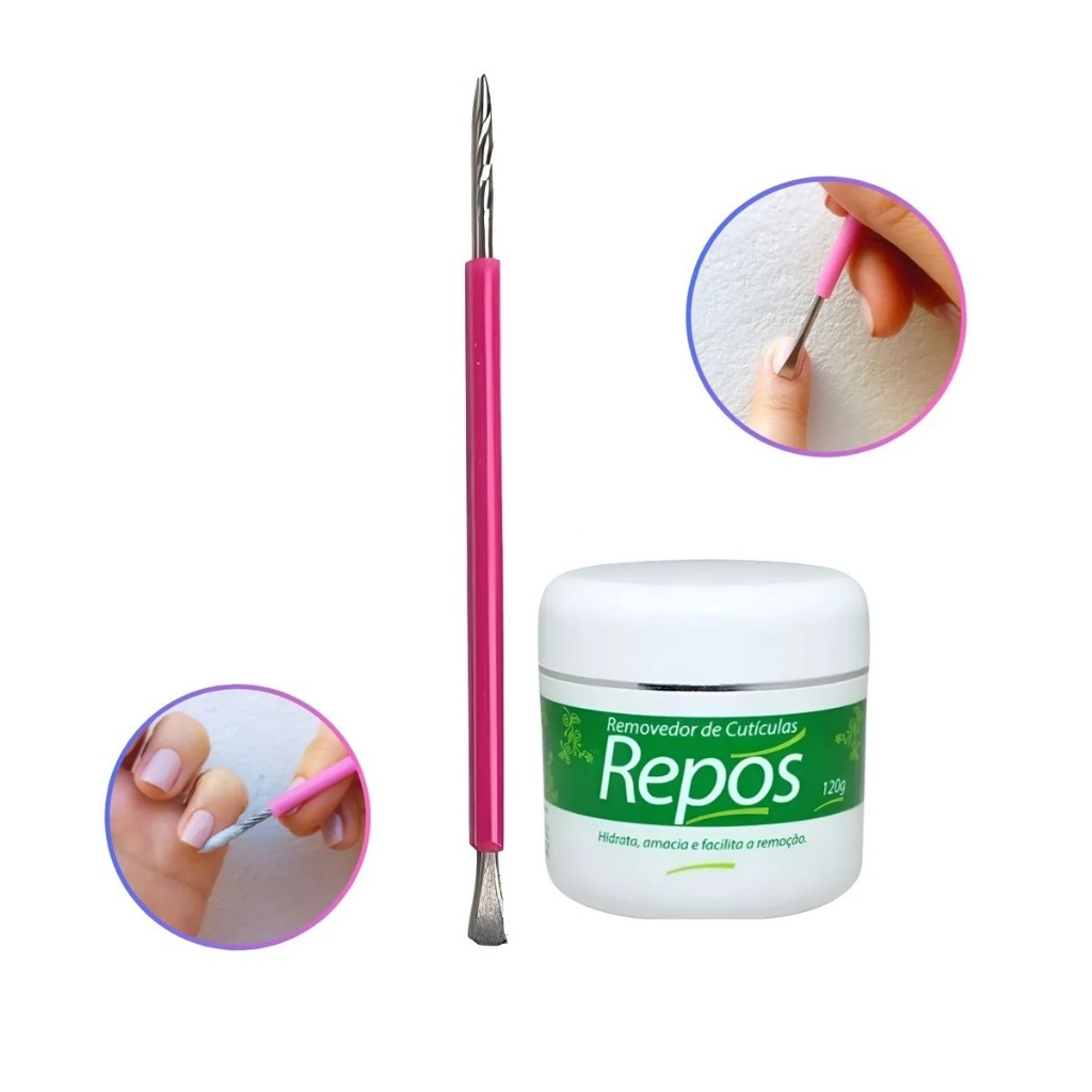 Kit Spa Das Mãos e Pés Creme Removedor de Cuticulas Repos Espátula Dupla Silicone Manicure Cutemax em Oferta na Shopee