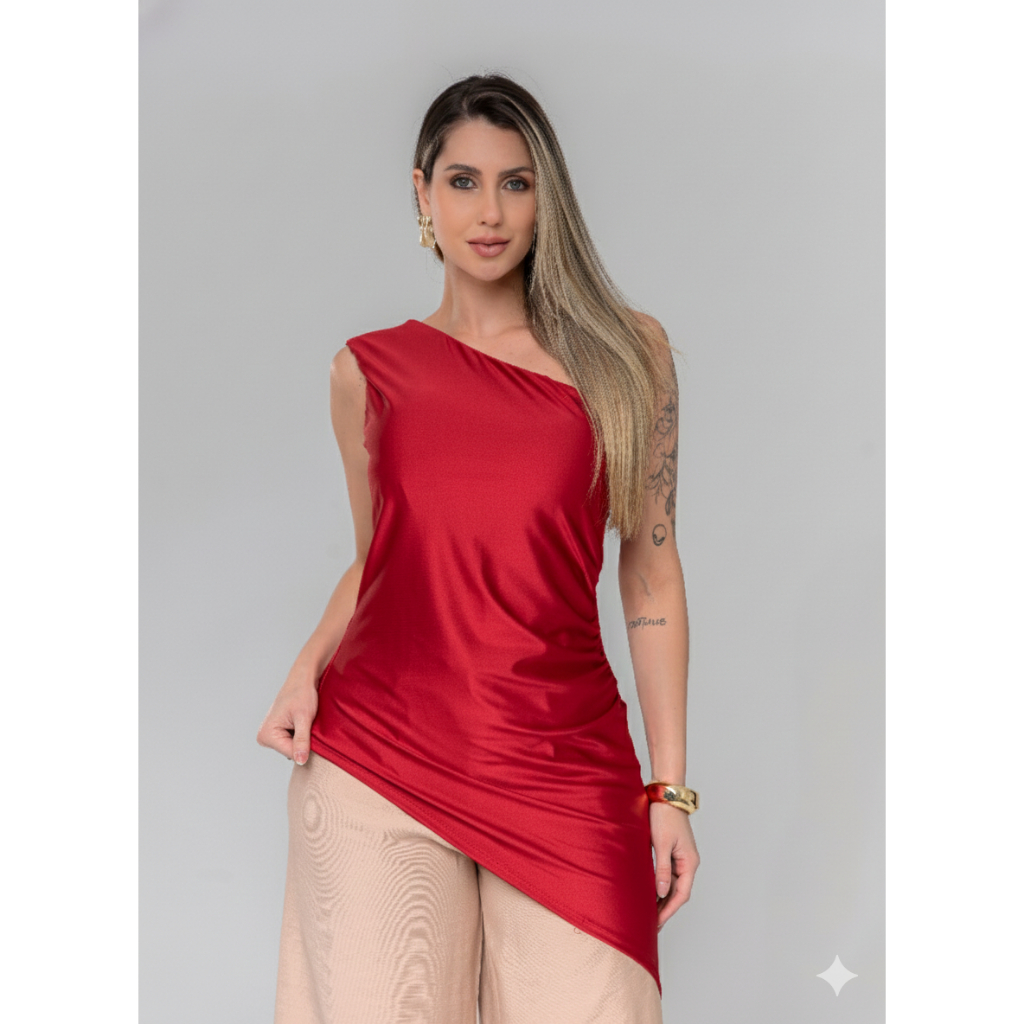 Blusa Feminina Elegante, Moderna, Chic Sofisticado Modelo Premium Estilo de Festa  blusa assimetrica