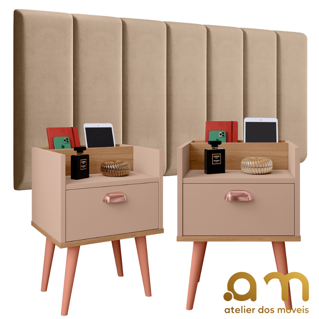Kit Módulos adesivos Cabeceira Quarto Modulada Estofada Julia 0,90 / 1.40 / 1,60 / 1,95 + Kit Boss Nicho E GAVETA- Cores em Oferta na Shopee