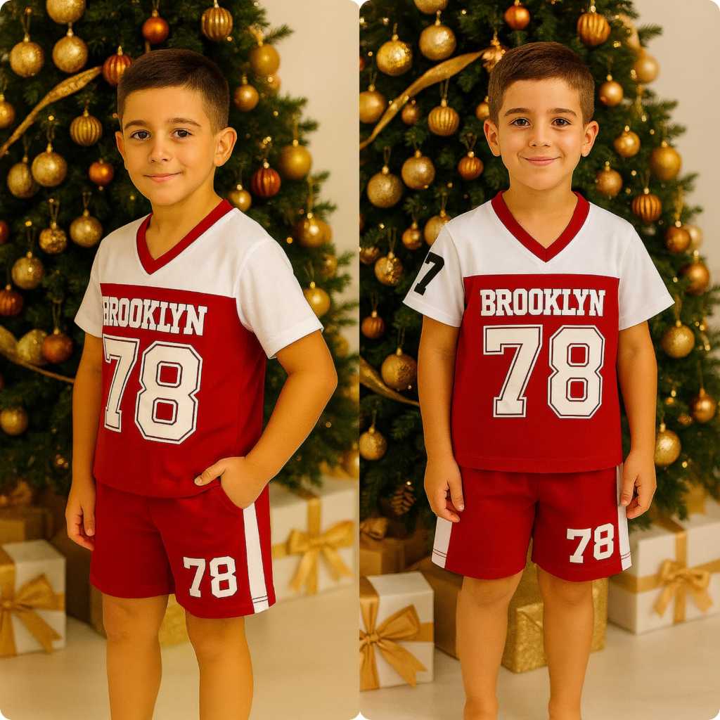 Conjunto Infantil Menino Lançamento Natal Modelo Masculino 2 Peças Blusa + Short