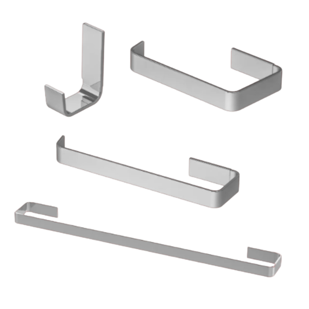 Kit de Acessórios Quadrado Para Banheiro Slim Inox 4 Peças Cromado Luxo