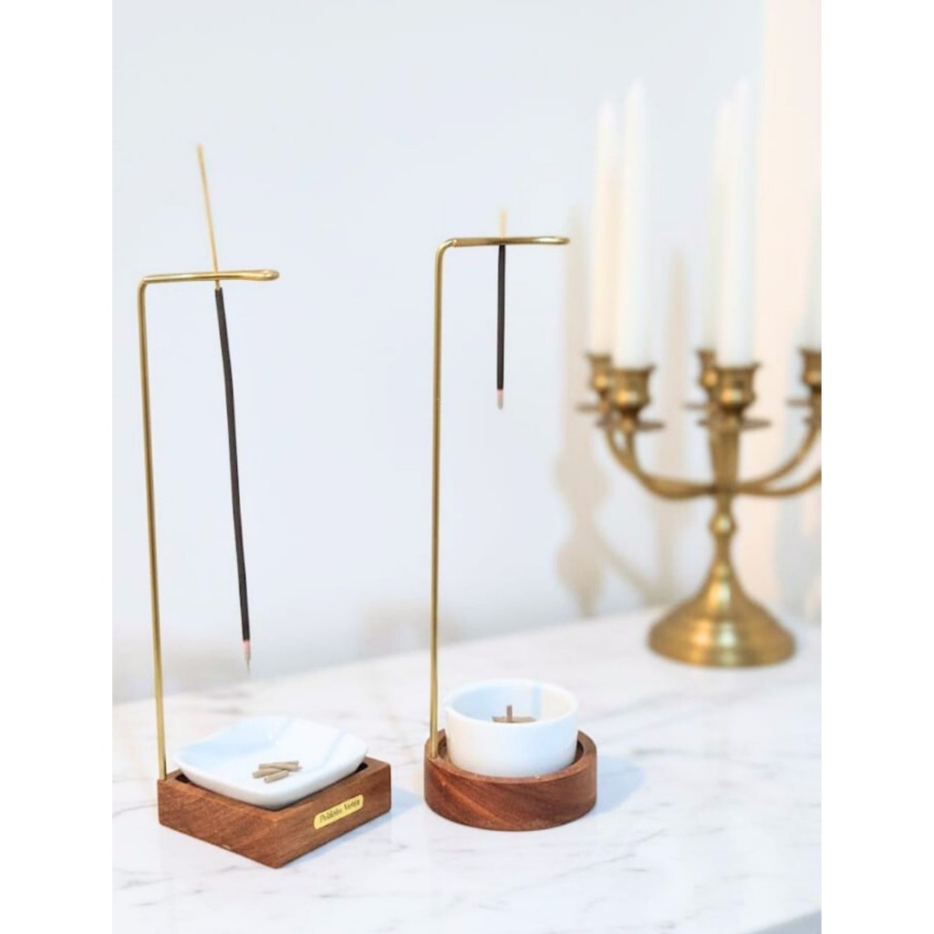 Incensário Invertido Redondo ou Quadrado vertical Luxo PORCELANA Madeira Nobre suporte incenso torre em Oferta na Shopee