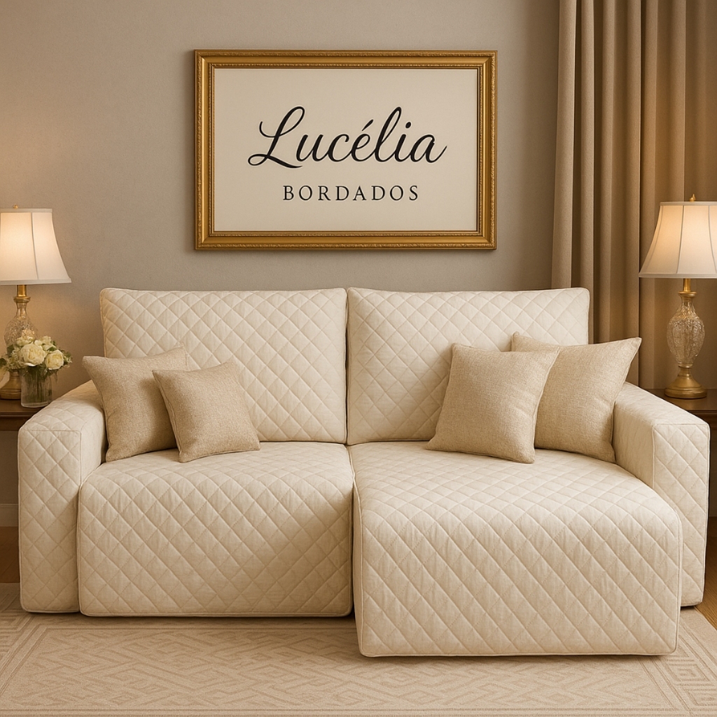 Capa Protetor de Sofá Sob Medida com elástico 2,50 total braço coberto