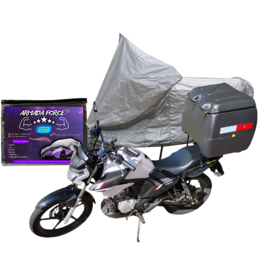 Capa De Cobrir Moto fazer 150 Baú Com Forro Total ou Sem forro 100% Impermeável Proteção Sol, Chuva