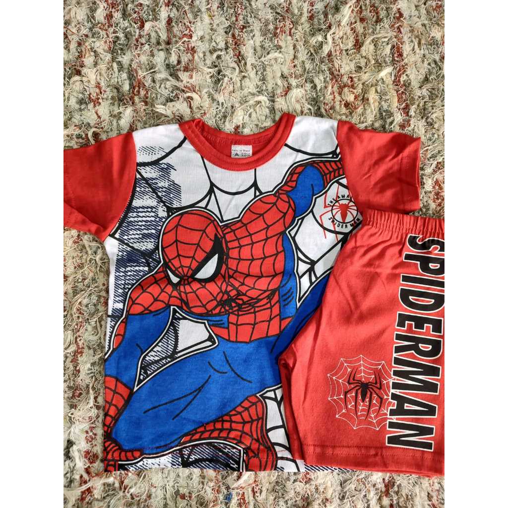 conjunto Infantil de manga de menino temático do Homem aranha