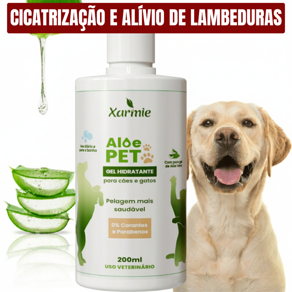 Hidratação, Cicatrização e Alívio de Lambeduras e Coceiras Aloe Pet 200g XARMIE em Oferta na Shopee
