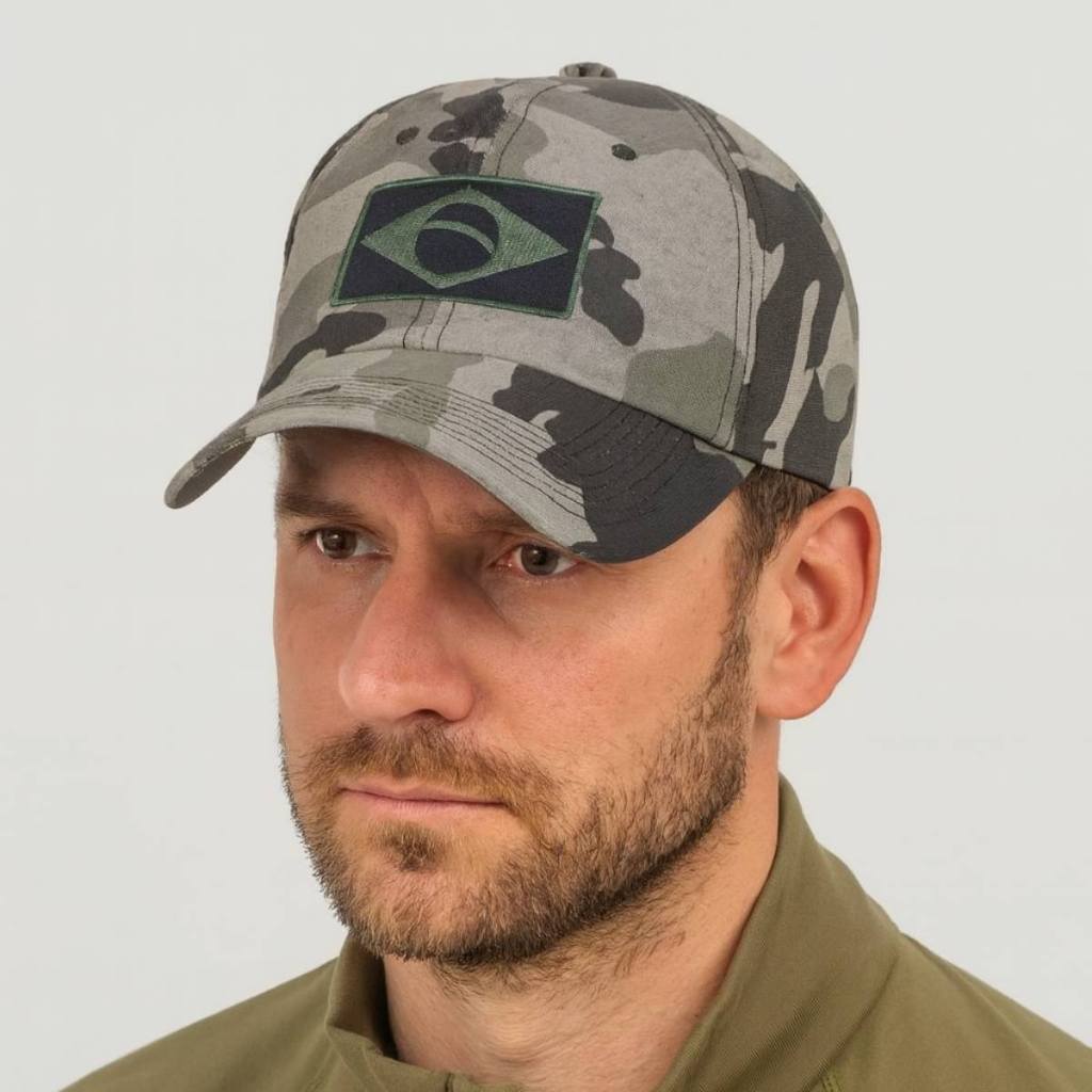 Boné Tático Patriota Nacionalista Exército Aba Curva Masculino  Bushcraft pescador cap regulável