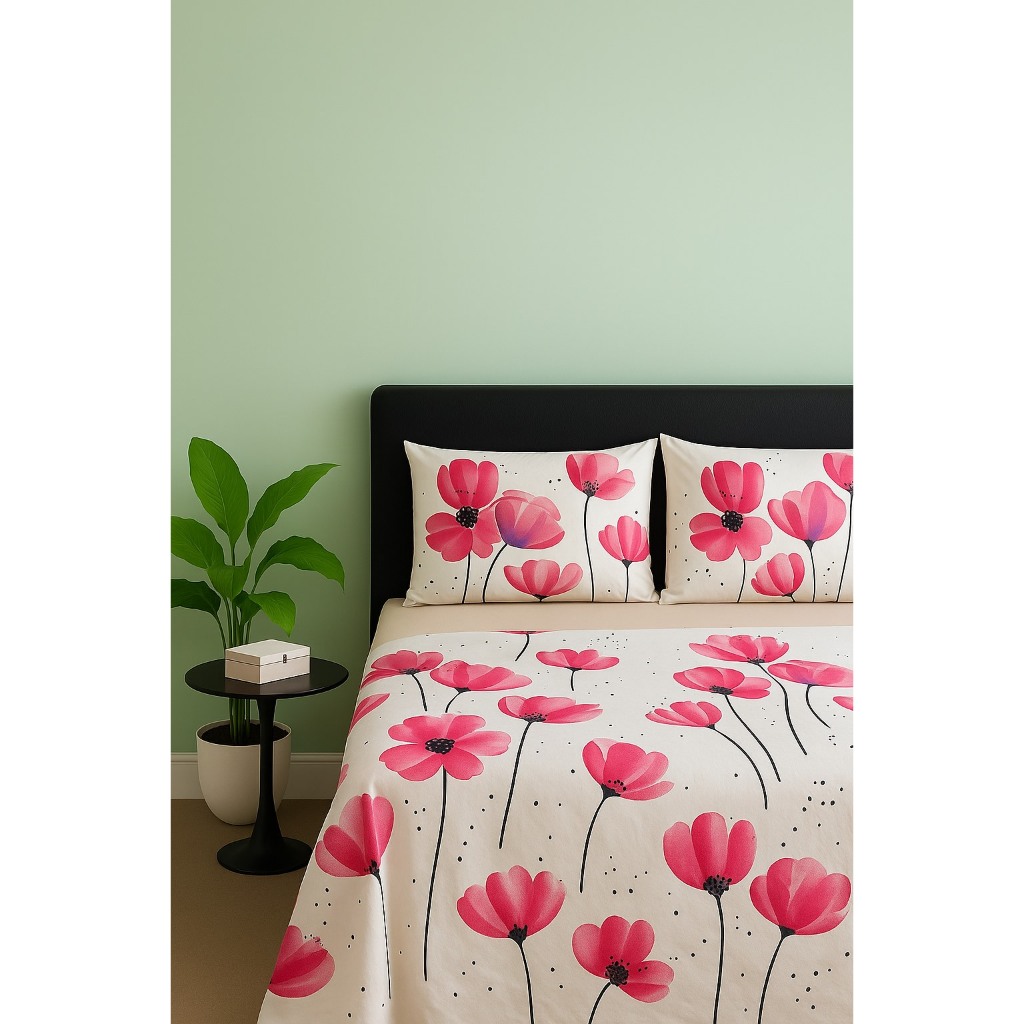 Kit Jogo Lençol De Cama Casal Queen 4 Peças Micropercal Toque de Seda  Estampado 2,30mX2,50m.