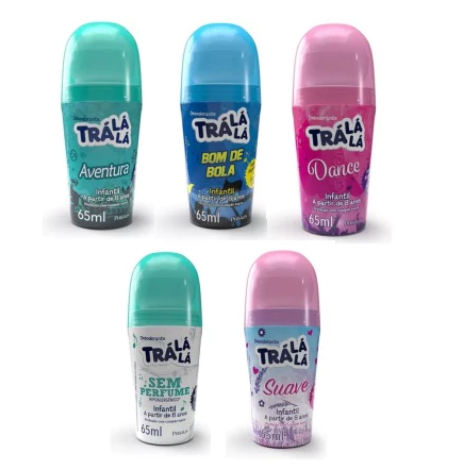 Kit C/ 5 Desodorante Infantil Trá Lá Lá Roll-On 65ml