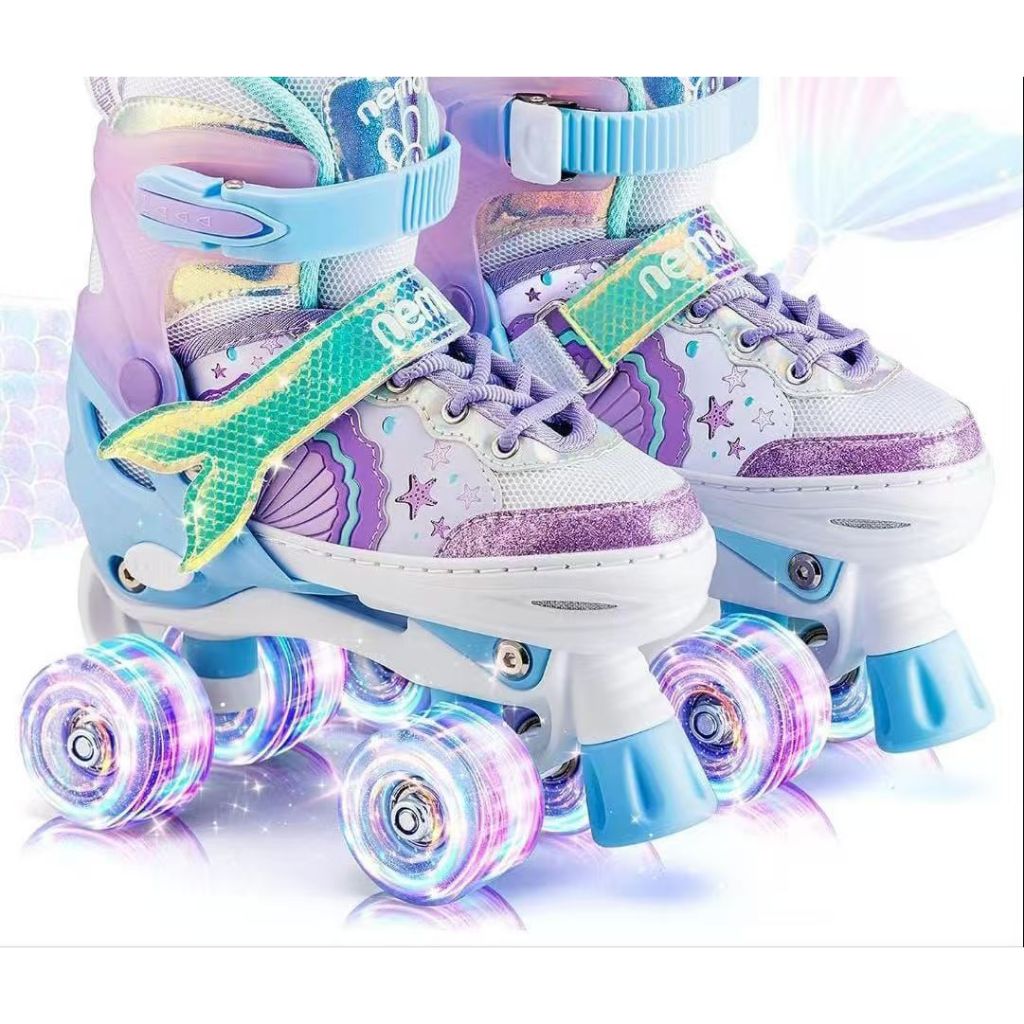 Patins Infantil Roller 4 Rodas ARCO ÍRIS Com Luz De LED E Glitter Modelo Premium+Promoção em Oferta na Shopee