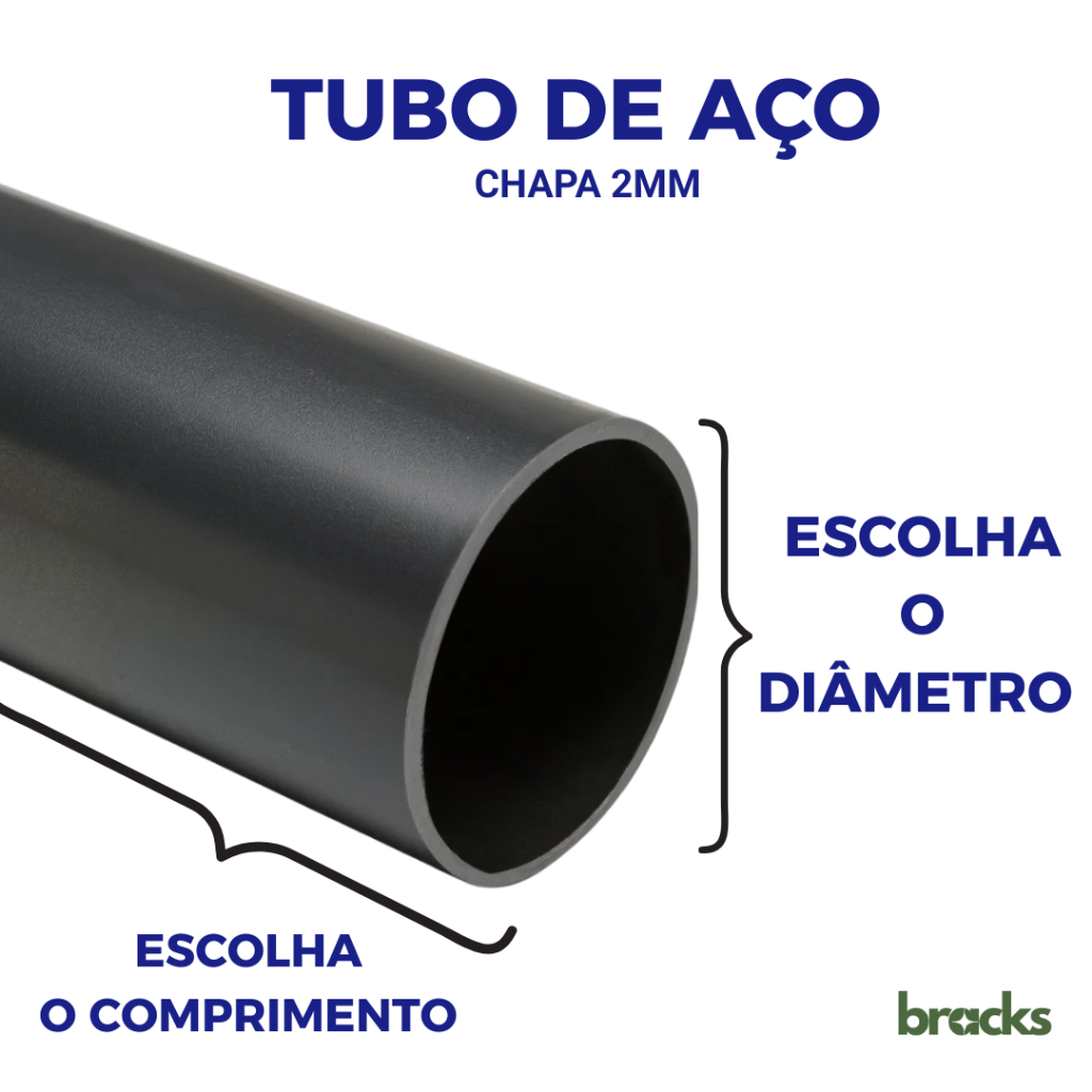 Tubo Redondo de Aço Espessura 2mm - 1P / 1.1/4P / 1.1/2P  Tubo Preto em Oferta na Shopee