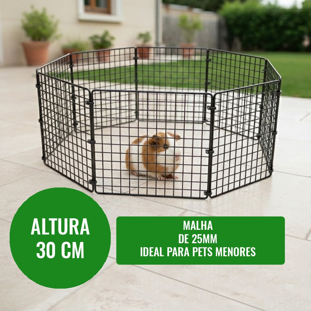 Cercado para Porquinho da Índia Roedores Filhotes Cachorro Pequeno Dobrável Tela 30x30cm Malha 2,5cm Móvel Ajustável