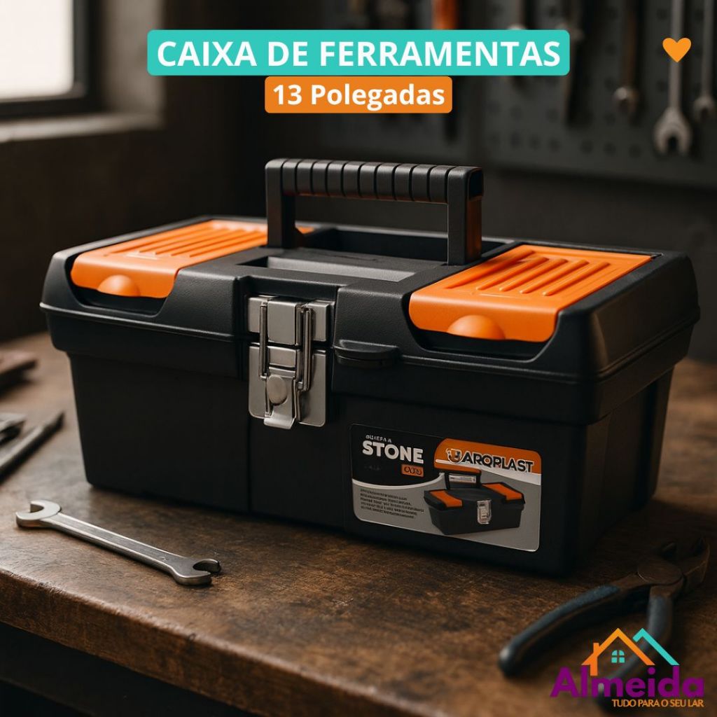 Caixa De Ferramentas Maleta Stone Pro Aço 13 Polegadas em Oferta na Shopee