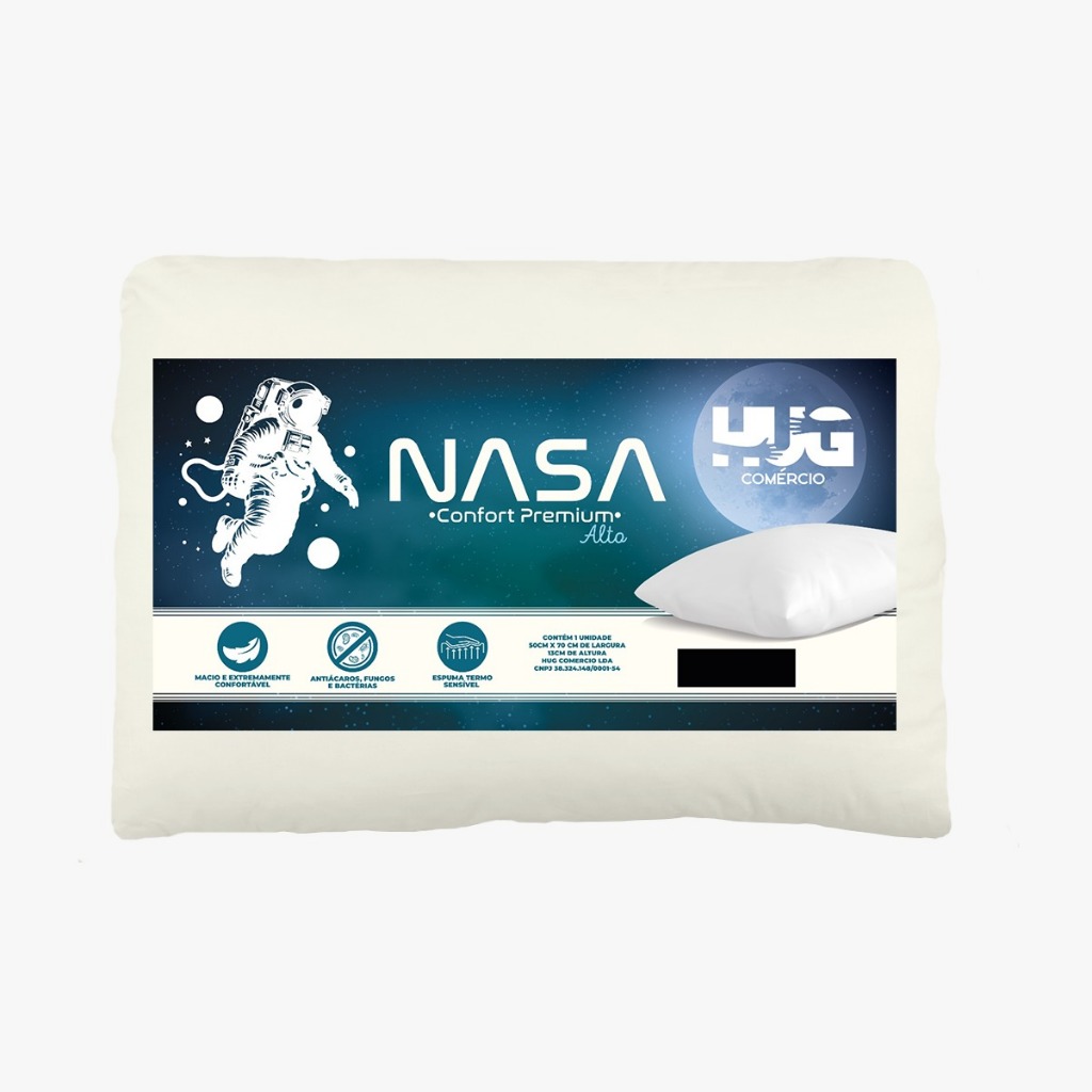 Travesseiro Nasa Alto Viscoelástico 13cm Confort