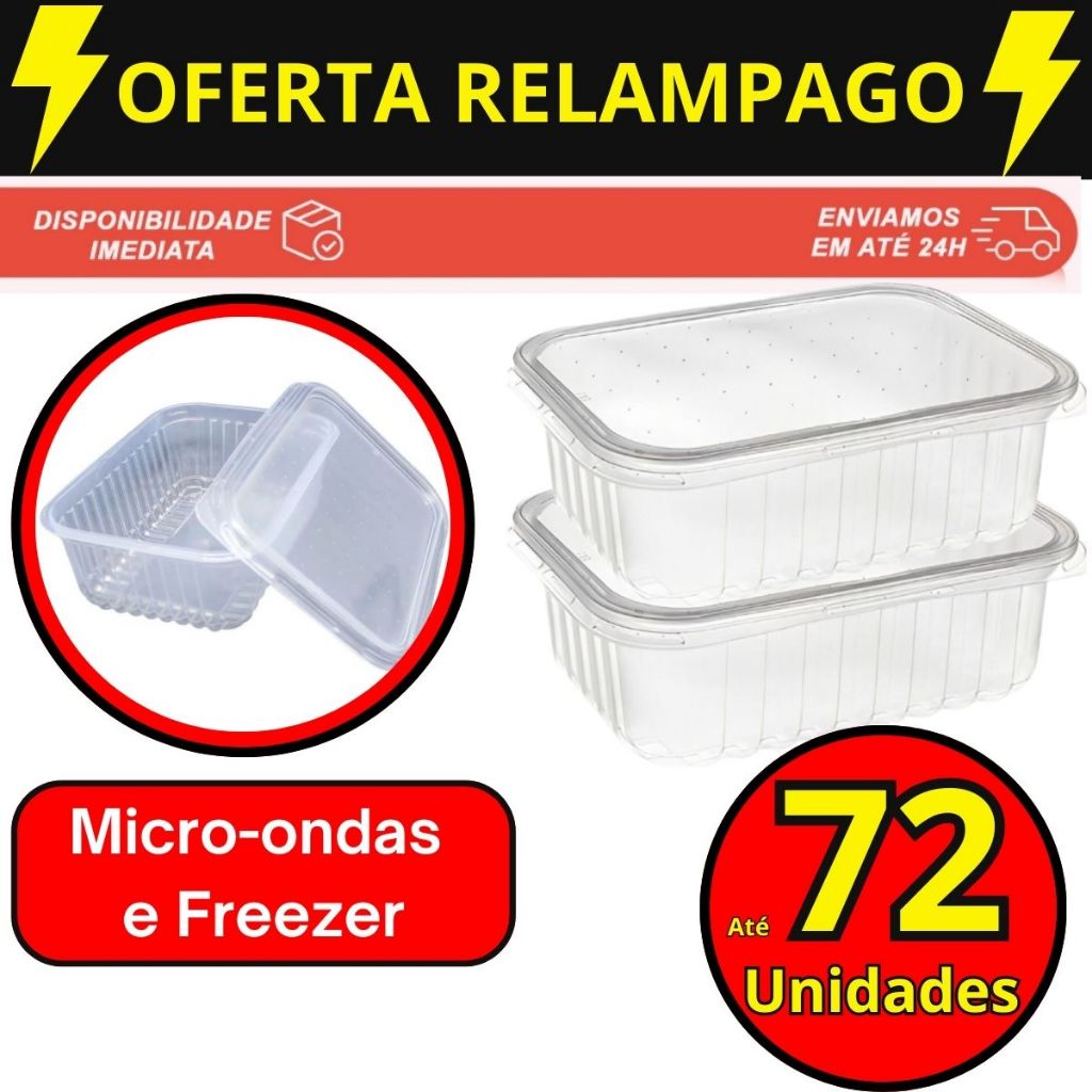 Imagem 72 Kit Pote Embalagem Marmita Descartavel 1000 ml 500 ml 350 ml 250ml 750 ml Microondas e Freezer