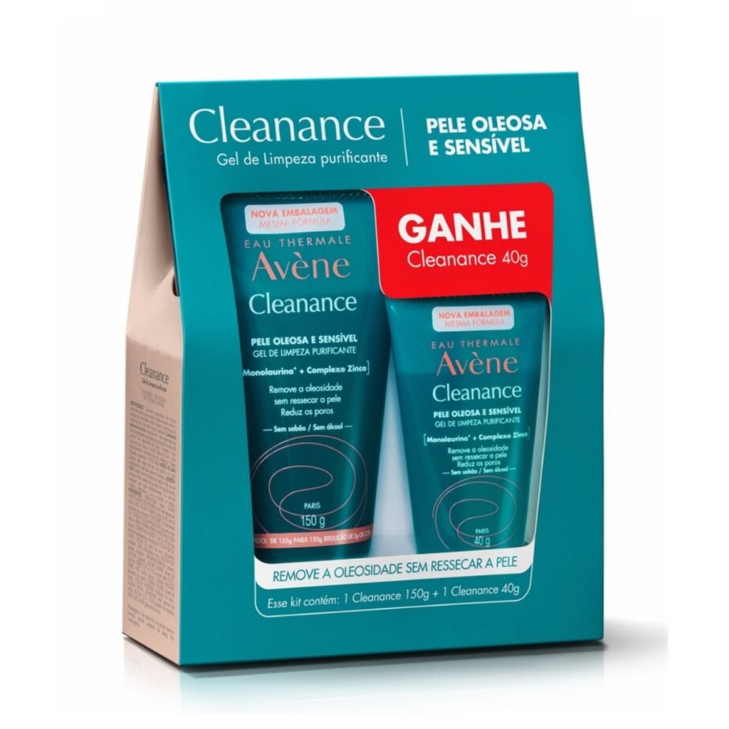 Kit Gel de Limpeza Purificante Avène Cleanance 150g + 40g em Oferta na Shopee