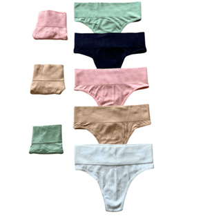 Kit Calcinha  Cos Alto 7cm Fio Canelada Tanga Fio Dental Conforto Aperta Barriga em Oferta na Shopee