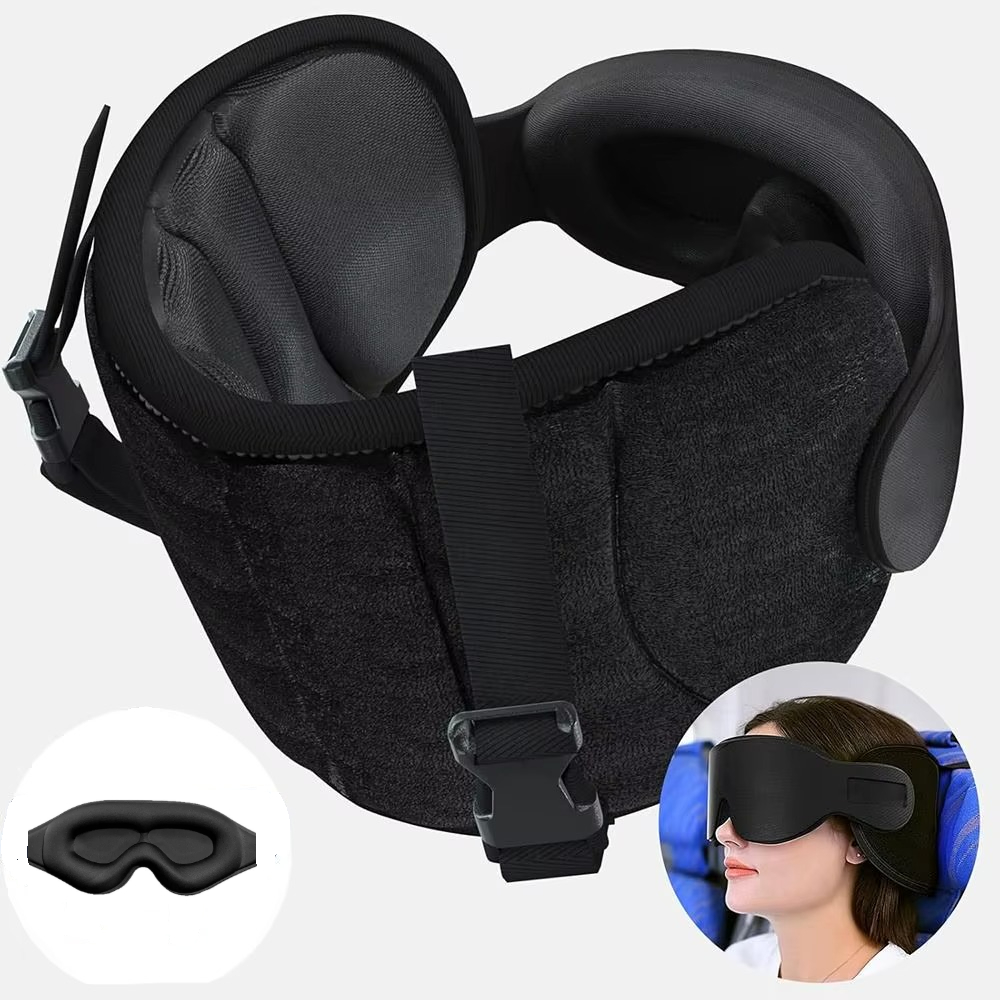 Imagem Almofada Avião Viagem Apoio Dormir Máscara Encosto Cabeça Travesseiro Z3