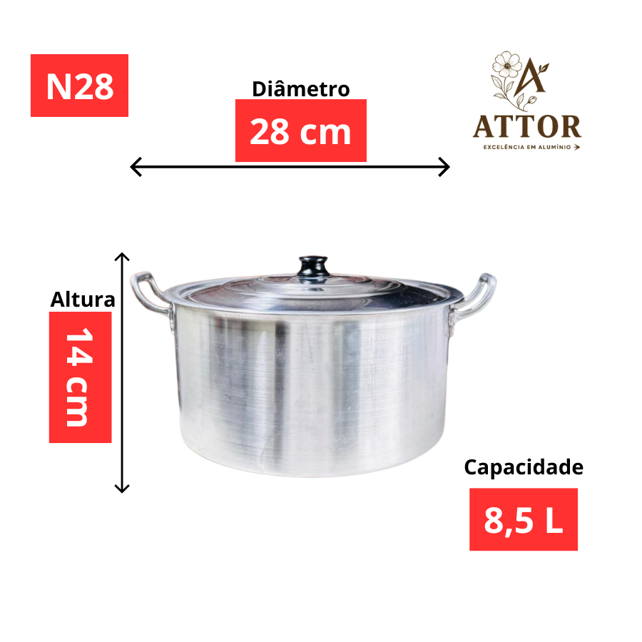 Detalhes do CAÇAROLA HOTEL COM TAMPA DE ALUMÍNIO TAMANHOS 26, 28, 30 E 35 PANELA GRANDE COZINHA INDUSTRIAL CALDEIRÃO PANELÃO