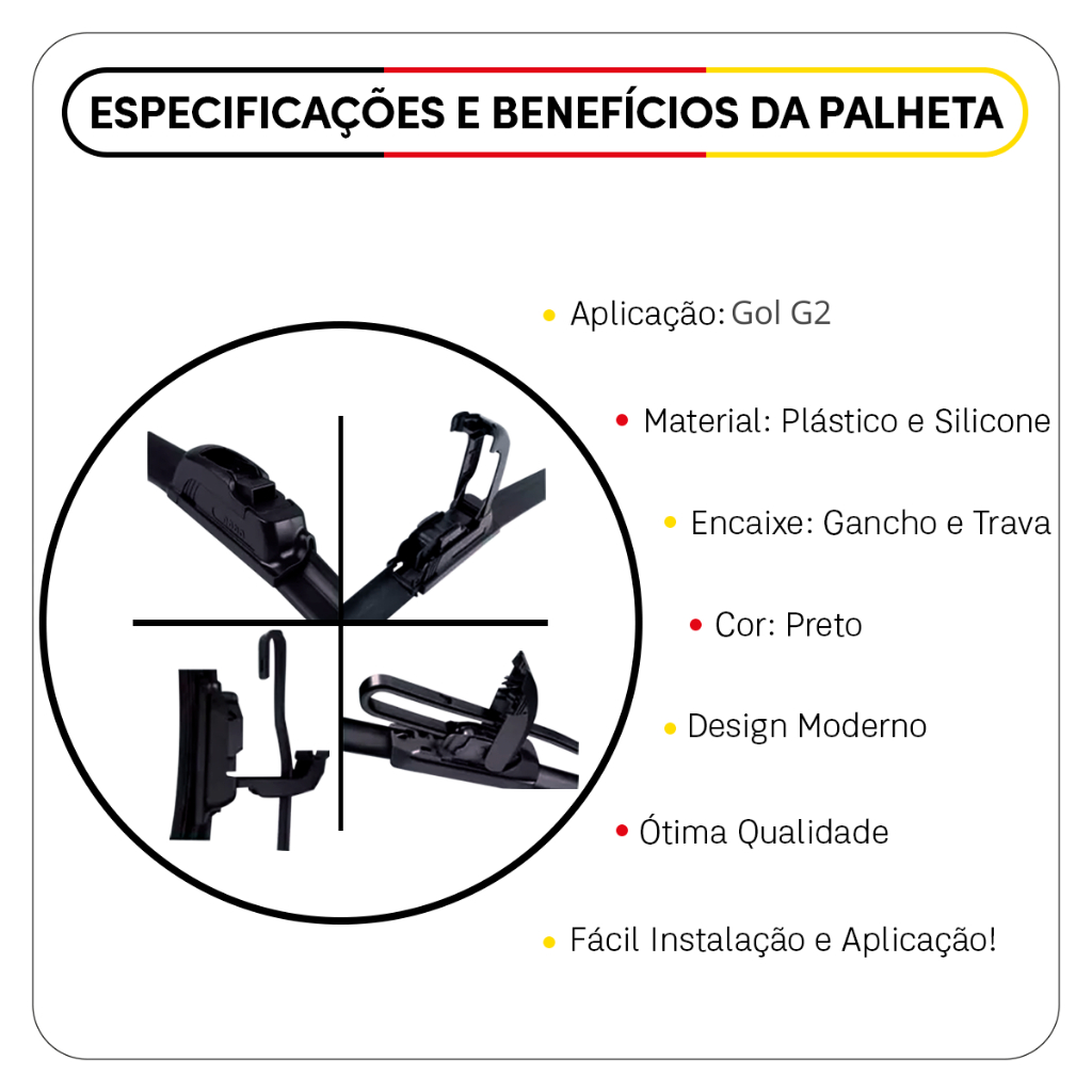 Par Palheta Limpador Parabrisa Silicone Gol G2 1995 À 1999 Kit Limpador de Parabrisa Gol G2