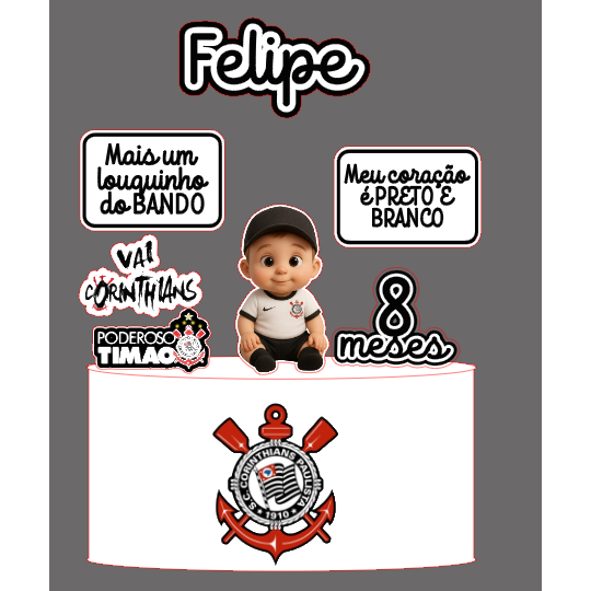 Topo de bolo Bebe Corinthians menino em Oferta na Shopee