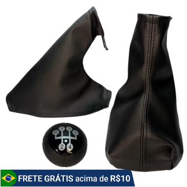 Kit Coifa Cambio Com Base + Bola Manopla Corsa Sedan + Coifa Freio De Mão Sem Base