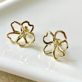 Brinco Feminino Semijóia Orgânico Flor Leve e Delicado a Ouro 18k em Oferta na Shopee