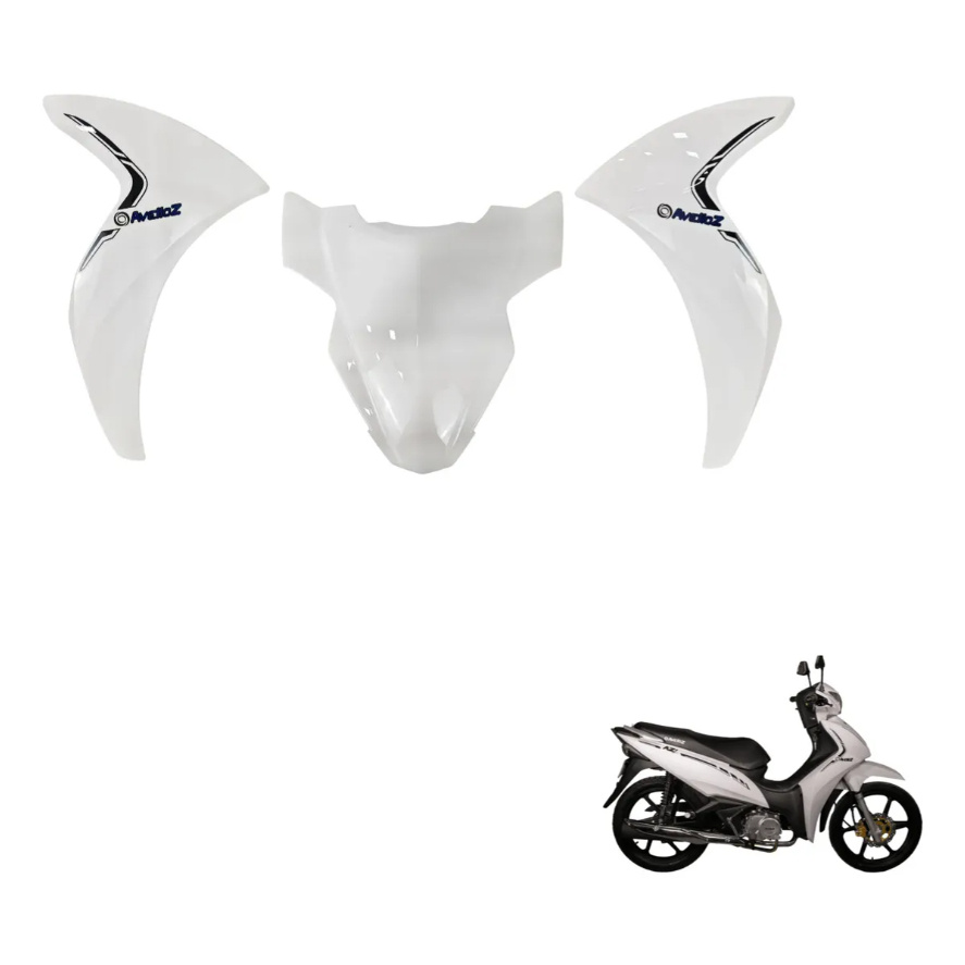 Kit Carenagem Frontal 3 Peças Avelloz Az1 2023 2024 2025 Branco