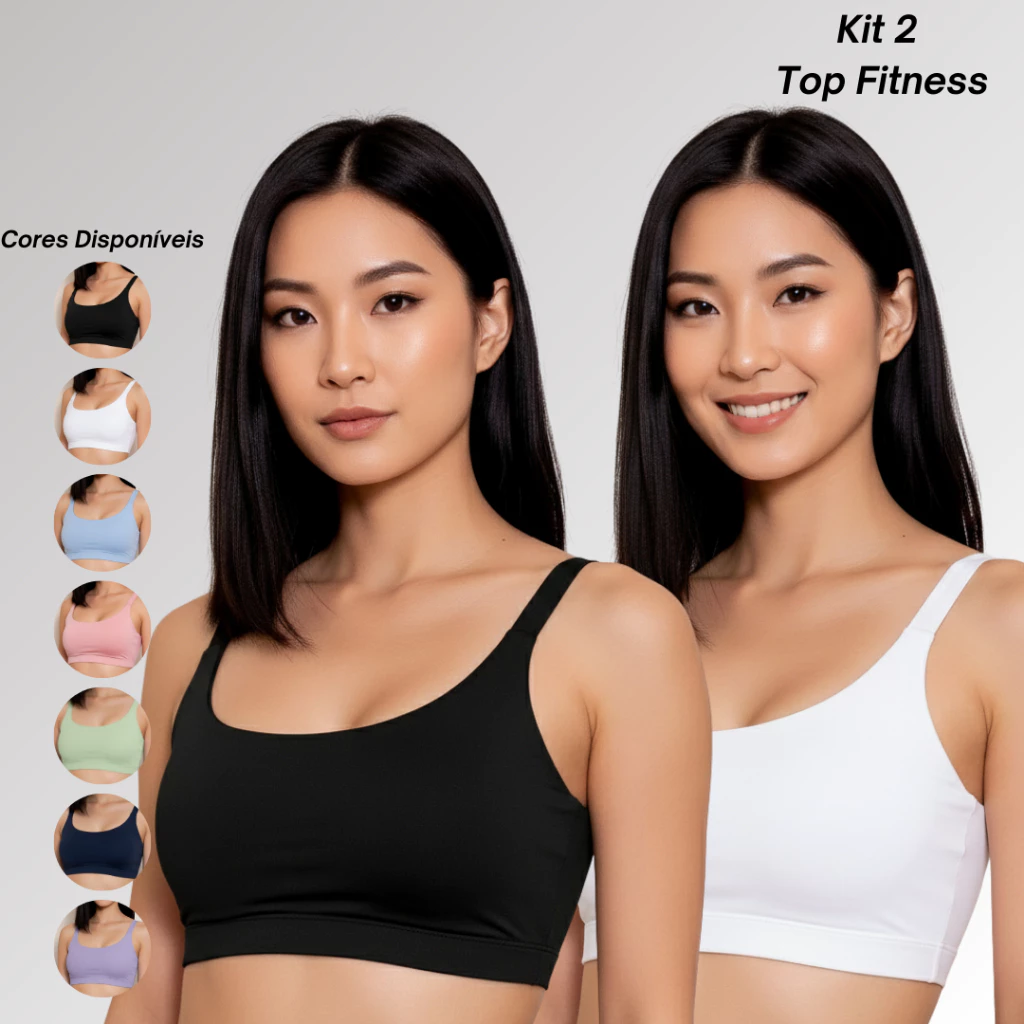 Kit 2 Top Academia Feminino com Bojo Removível Roupa Fitness — imagem 1