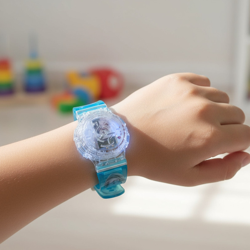 Relógio De Criança Infantil Frozen Azul Com Luz Led