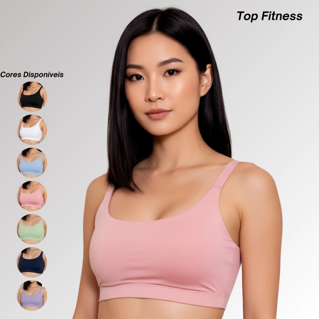 Top Fitness Feminino Academia Sutiã Esportivo ENTRADA BOJO Liso Roupa de Treino Feminina — imagem 1