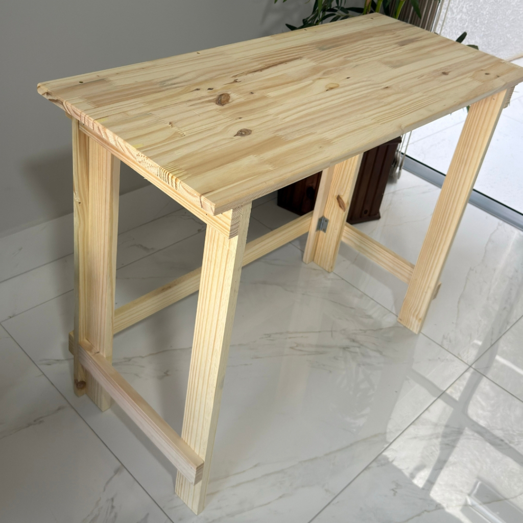 Mesa Dobrável de Madeira Pinus Multiuso Portátil Churrasco Festa Aniversário Estudo Leitura Auxiliar