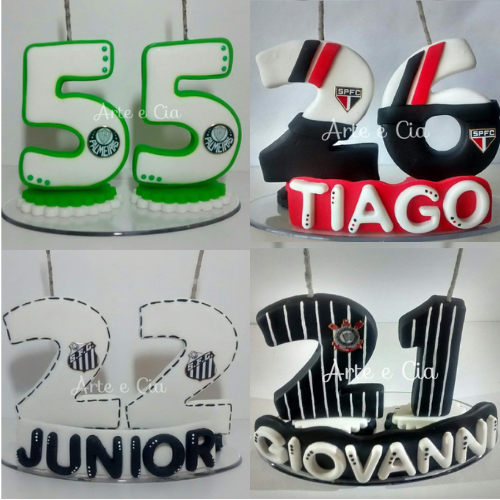 VELA PERSONALIZADA TIME FUTEBOL ANIVERSÁRIO BISCUIT CORINTHIANS PALMEIRAS SÃO PAULO SANTOS em Oferta na Shopee