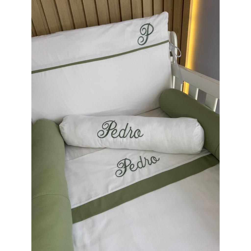 Kit de Berço Personalizado Americano 11 Peças 100% Algodão Percal 230 Fios em Oferta na Shopee