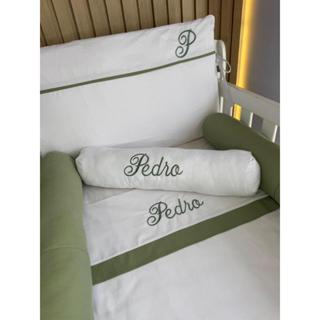 Kit de Berço Personalizado Americano 11 Peças 100% Algodão Percal 230 Fios em Oferta na Shopee