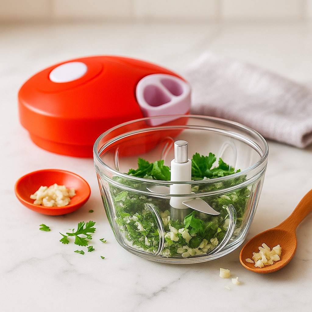 Mini Processador E Triturador De Alimentos Alho Cebola Laminas Inox 500ml