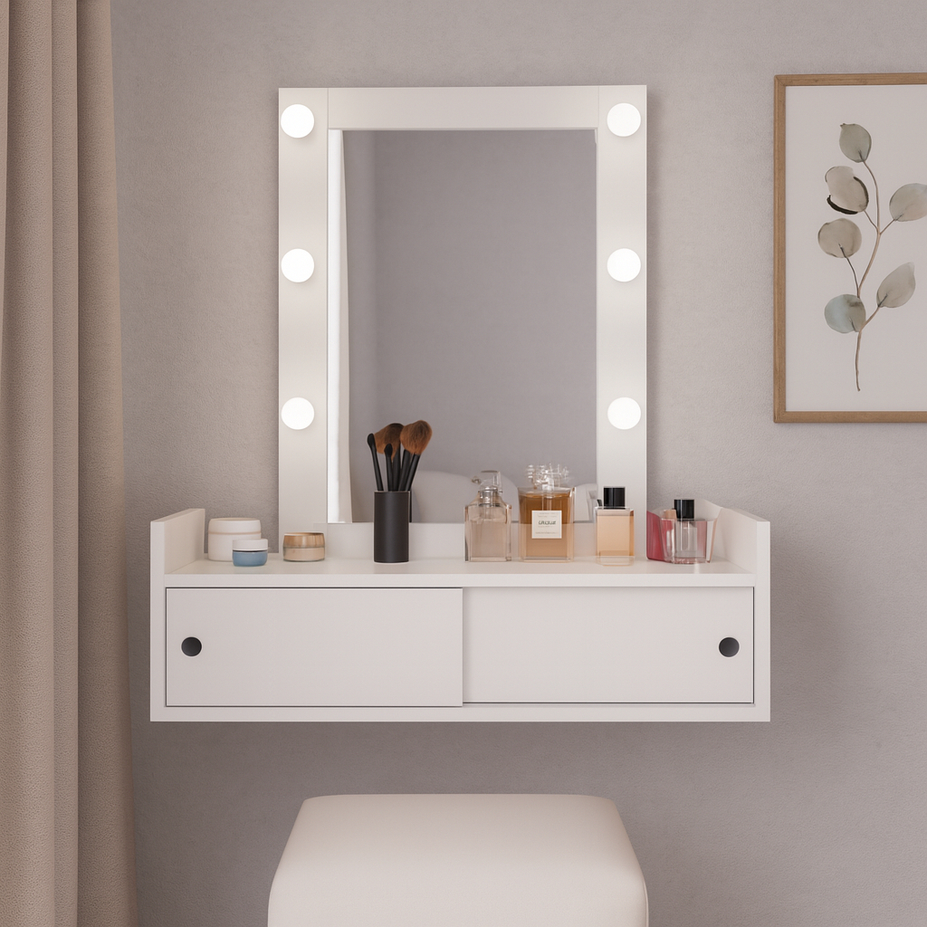 Penteadeira com Portas de Correr Rack Suspenso para TV até 50 Polegadas com Portas Deslizantes em Oferta na Shopee