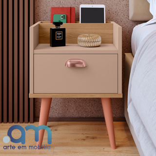 Mesa de Cabeceira auxiliar com 1 Gaveta e Prateleira Nicho com Puxador Boss em Oferta na Shopee