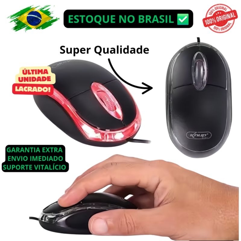 Mouse Com Fio Usb 2.0 Optico Para Pc Notbook 1200 dpi Knup Kp-M611