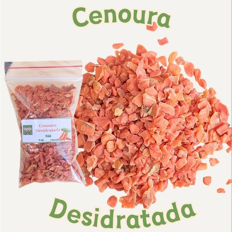 Cenoura desidratada/flocos, aves, roedores, calopsita, agapornis, hamster, chinchila, gerbil em Oferta na Shopee