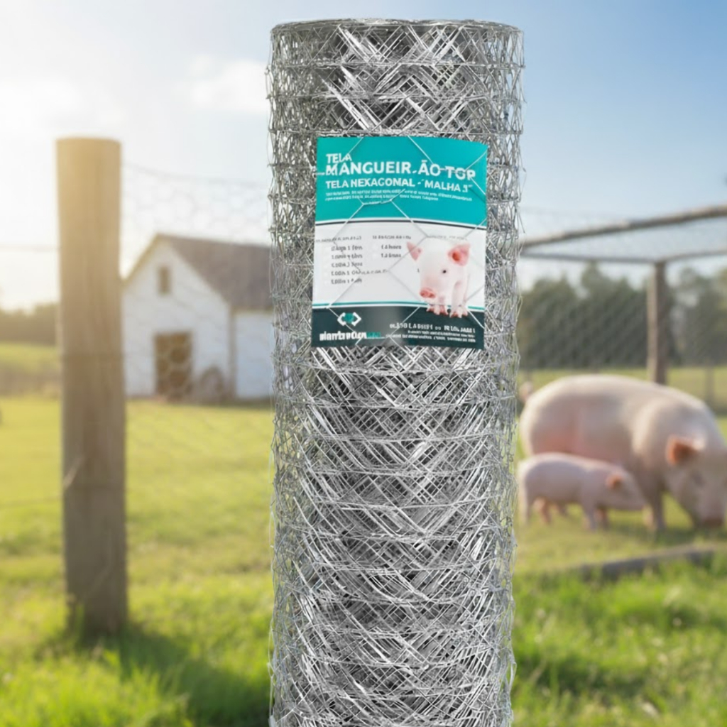 Tela Mangueirão 1,00x50m Fio 18 Malha 3” — Arame Galvanizado a Fogo Resistência a Ferrugem