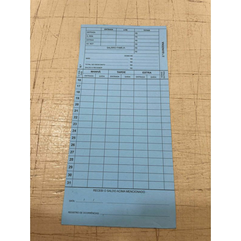 Cartão de ponto 100 UNIDADES