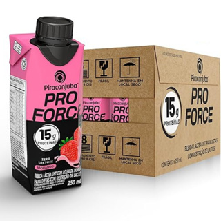 Pack com 12 Bebidas Láctea Pro Force Morango 15G de Proteína 250ml Piracanjuba em Oferta na Shopee