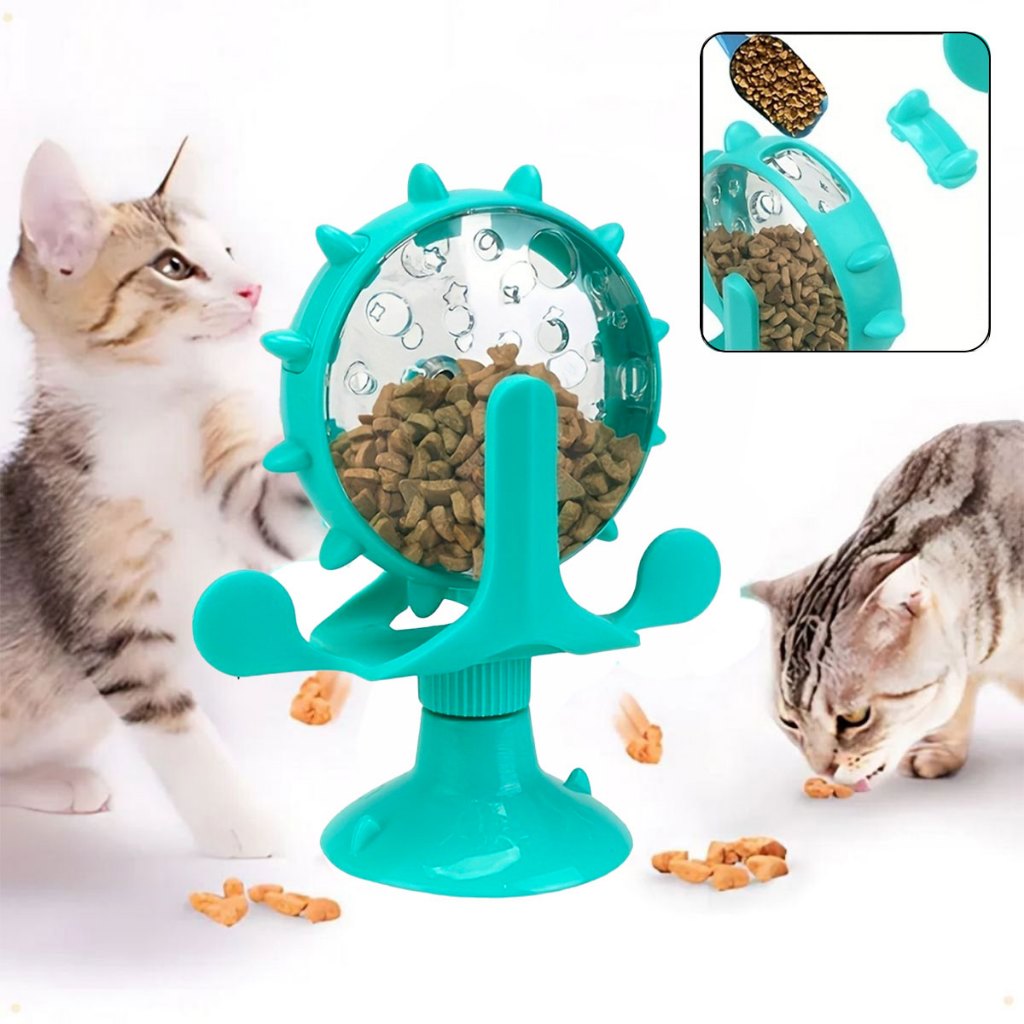 Brinquedo Para Gatos Interativo Roda Gigante Ventosa Porta Petisco Alimentador Lento Pet Divertido