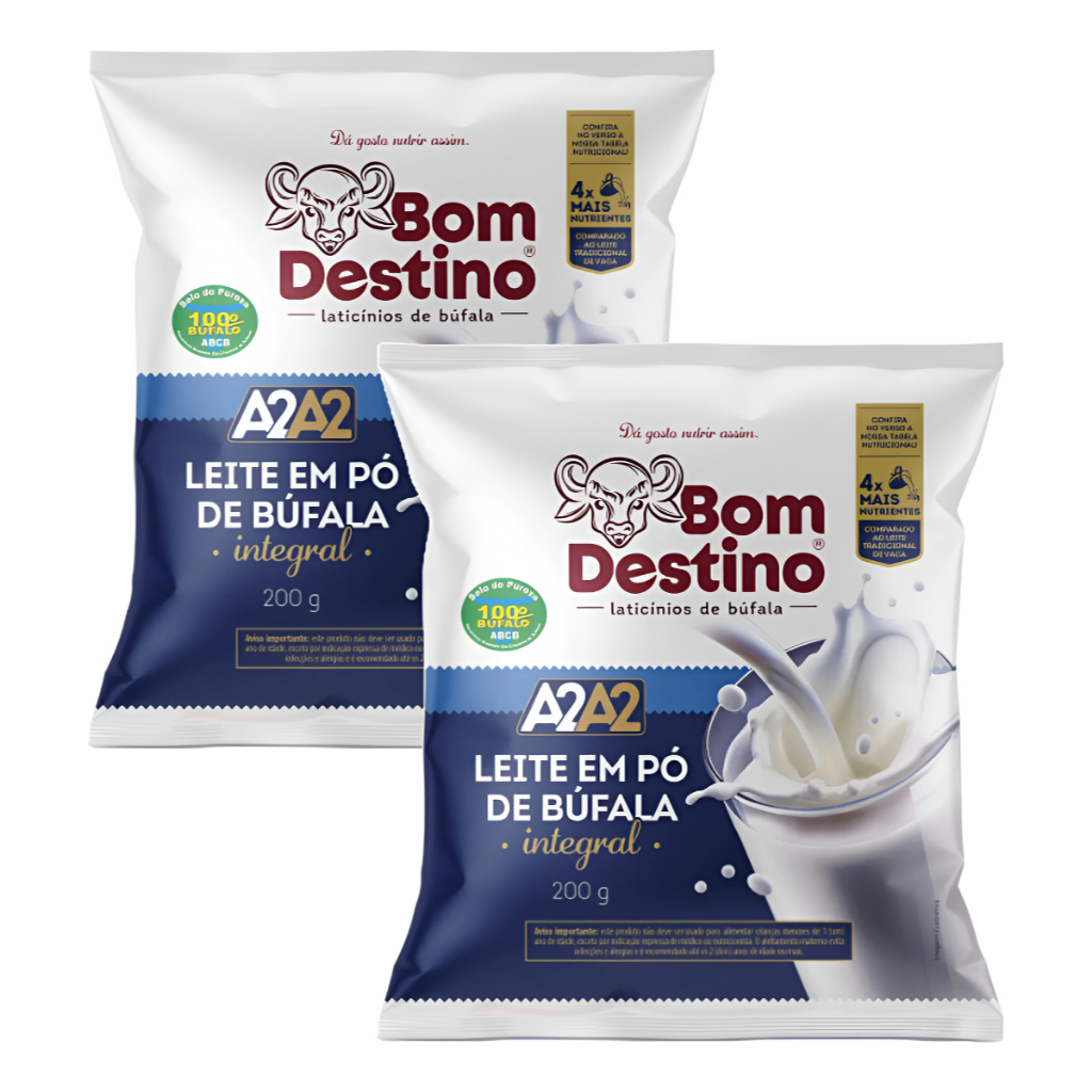 02 Unidades Leite Em Pó A2a2 Integral De Búfala Bom Destino 200g em Oferta na Shopee