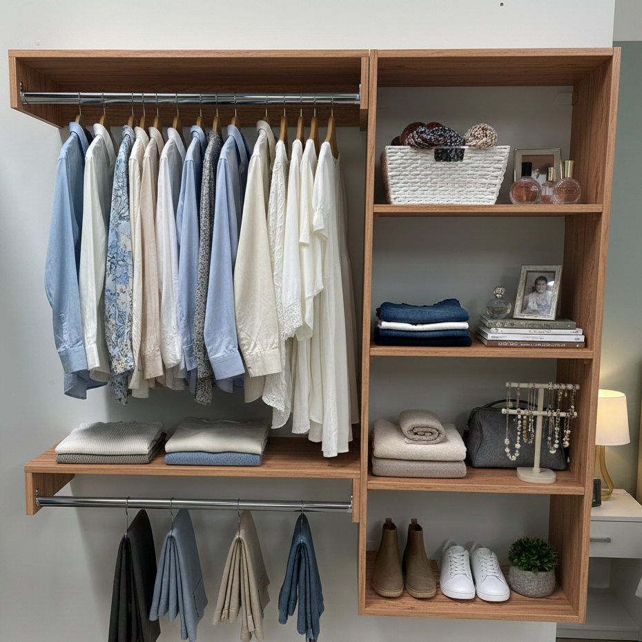 Closet suspenso moderno, Arara De Parede Aberto com Cabideiro 67