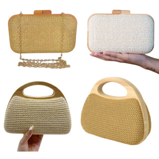 Bolsa de Festa Clutch Palha Sintética Elegante Com Alça de Corrente em Oferta na Shopee