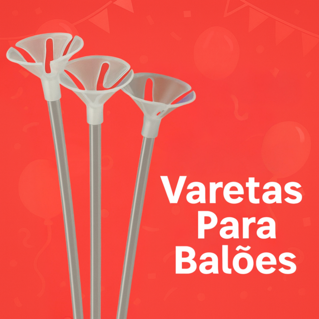 Kit 50/100/200 un Varetas pega Balão – 55cm Transparente Cristal - Bubble, Látex e Metalizado - Hastes Festa Decoração
